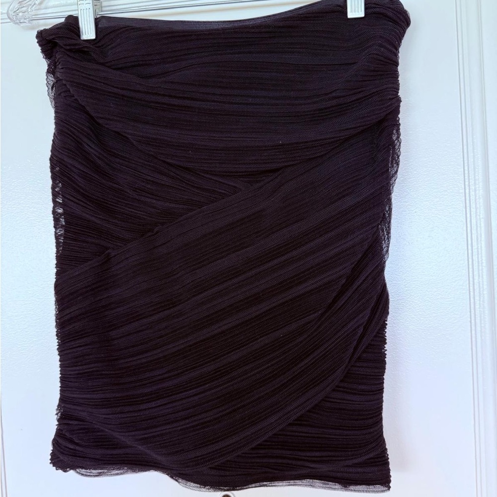 BCBGMaxAzria Black Ruched Wrap-Style Mini Skirt